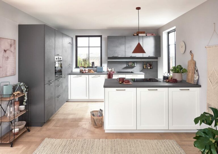 Nobilia Matt White Concrete Compact Shaker Kitchen 2021 | Square Kitchens at Ponsford, Sheffield