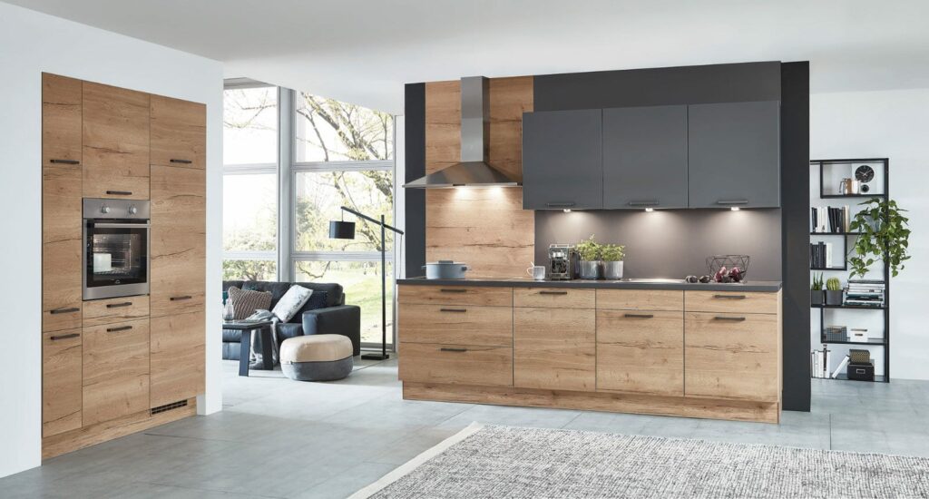 Nobilia Matt Wood Open Plan Kitchen 2021 1 | Square Kitchens at Ponsford, Sheffield