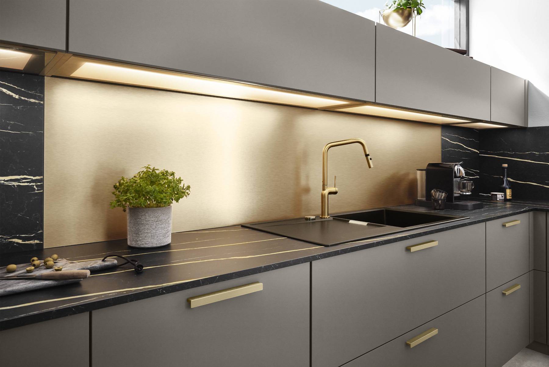 Nobilia Grey Feature Splashback | Square Kitchens at Ponsford, Sheffield