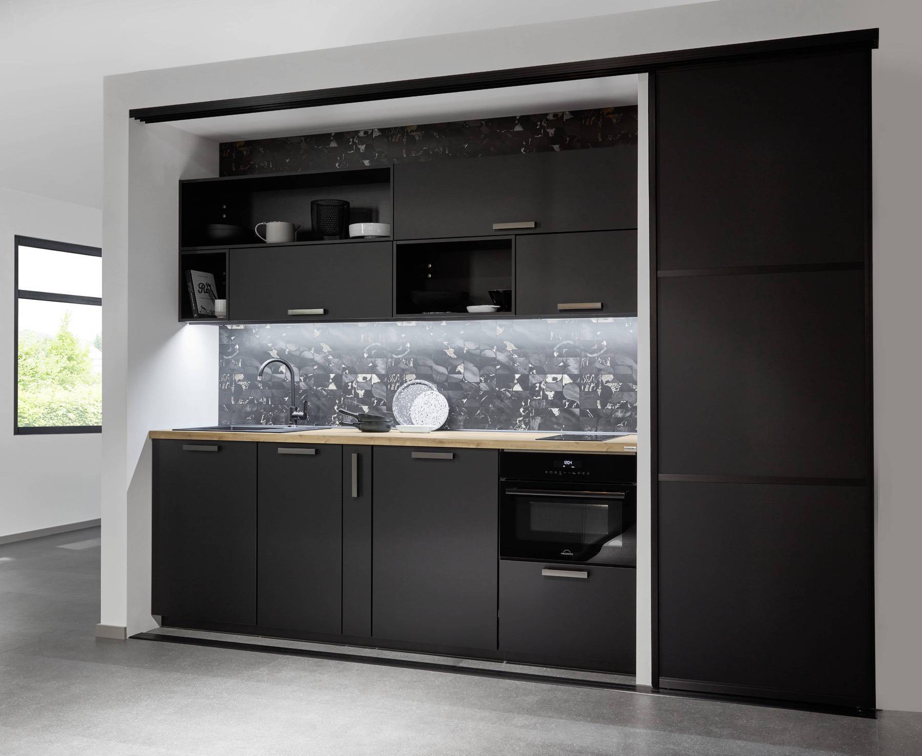 Nobilia Dark Stone Splashback | Square Kitchens at Ponsford, Sheffield