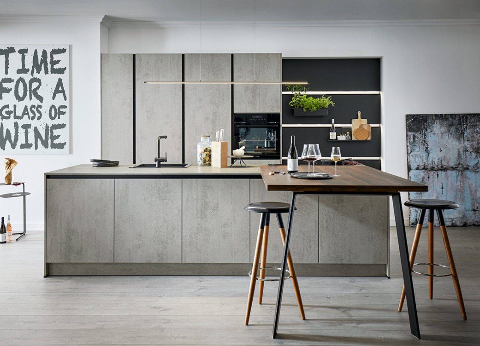 Schuller Concrete Modern Kitchen With Island | Square Kitchens at Ponsford, Sheffield