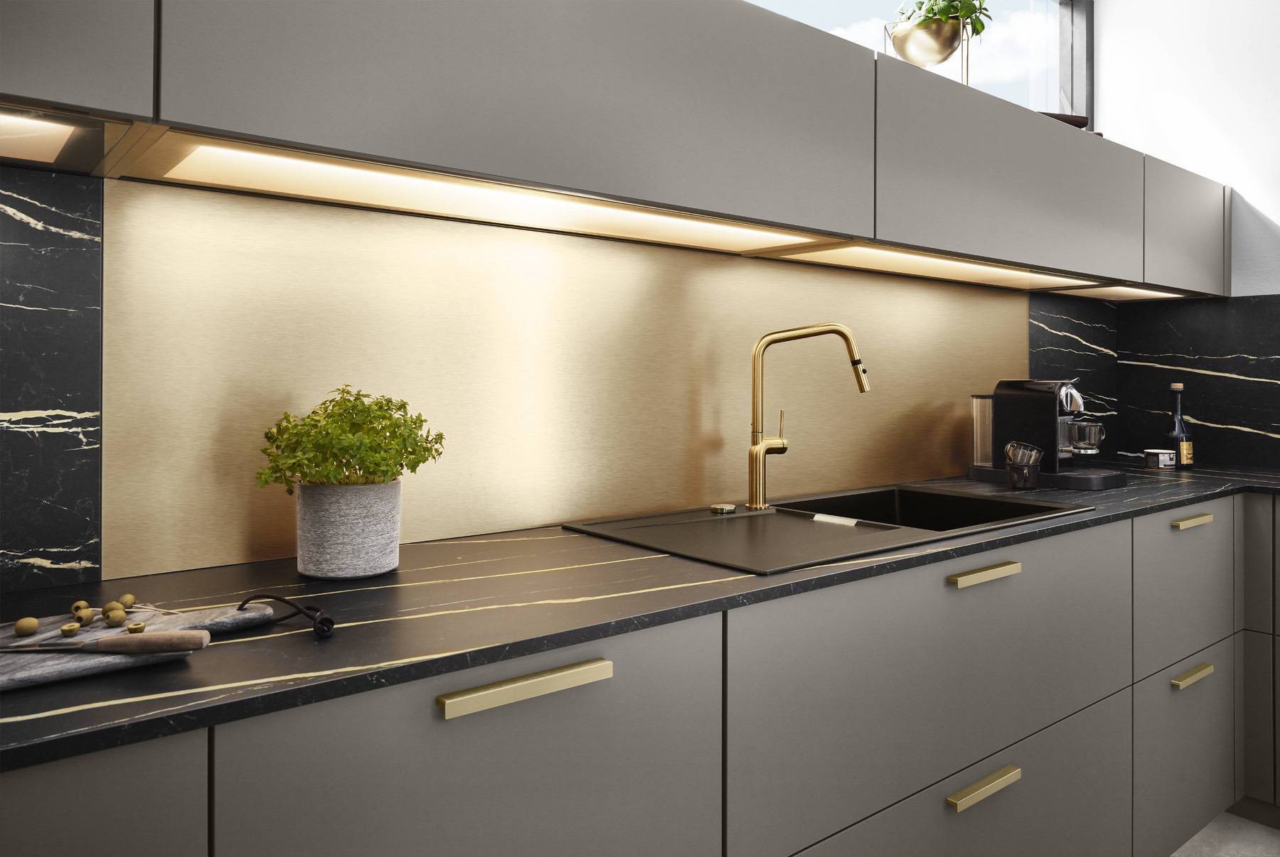 Nobilia Grey Feature Splashback | Square Kitchens at Ponsford, Sheffield
